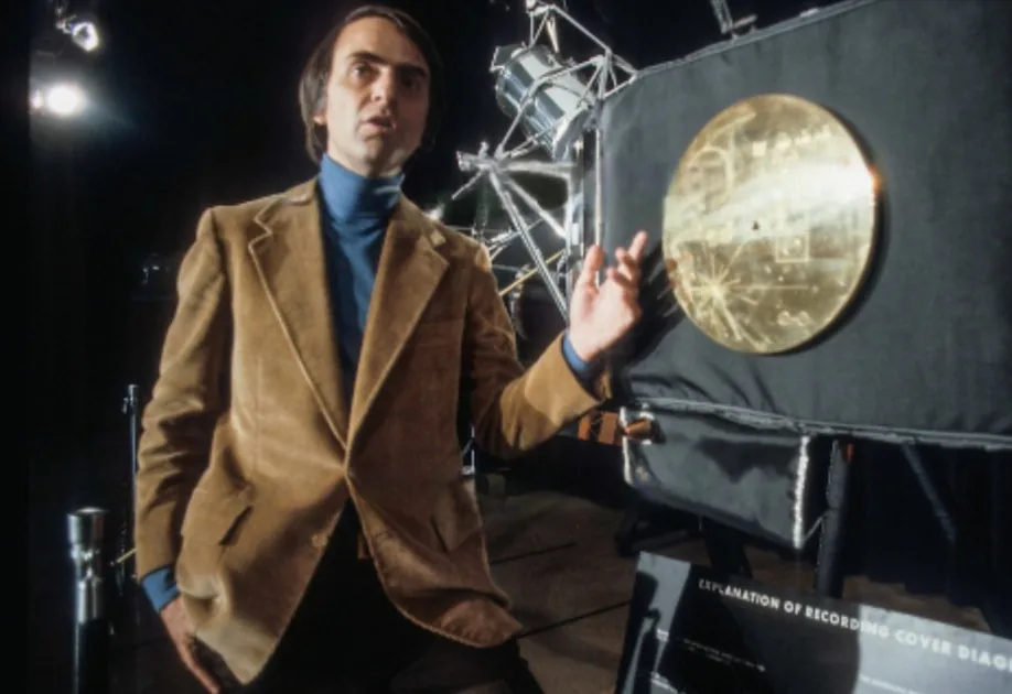 Carl Sagan with Voyager Golden Record