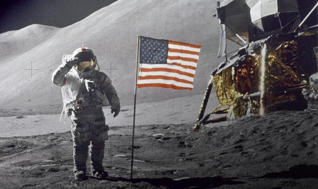 Astronaut Saluting Flag on the Moon