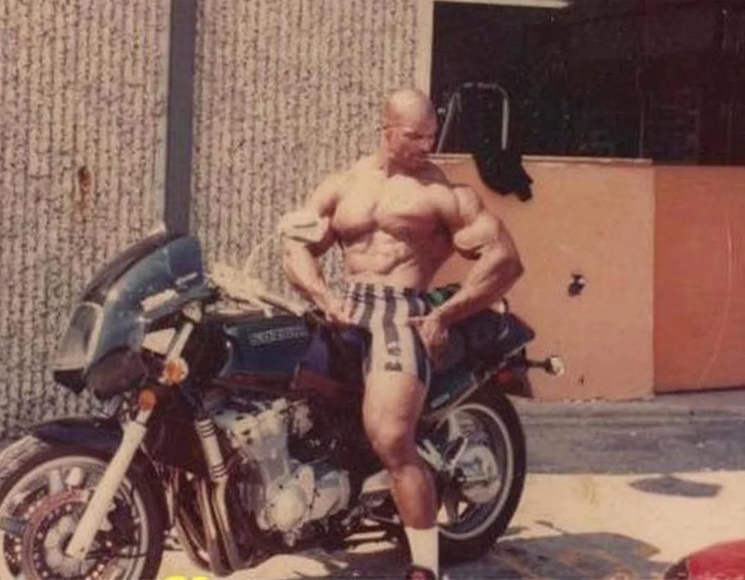 Bodybuilder with Motorcycle