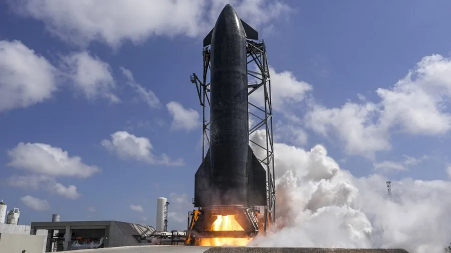 Starship on Pad — Static Fire